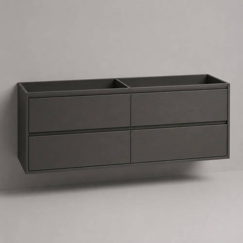 Mobile sottolavabo bagno sospeso in MDF grigio antracite con 4 cassetti 120x45x50 cm