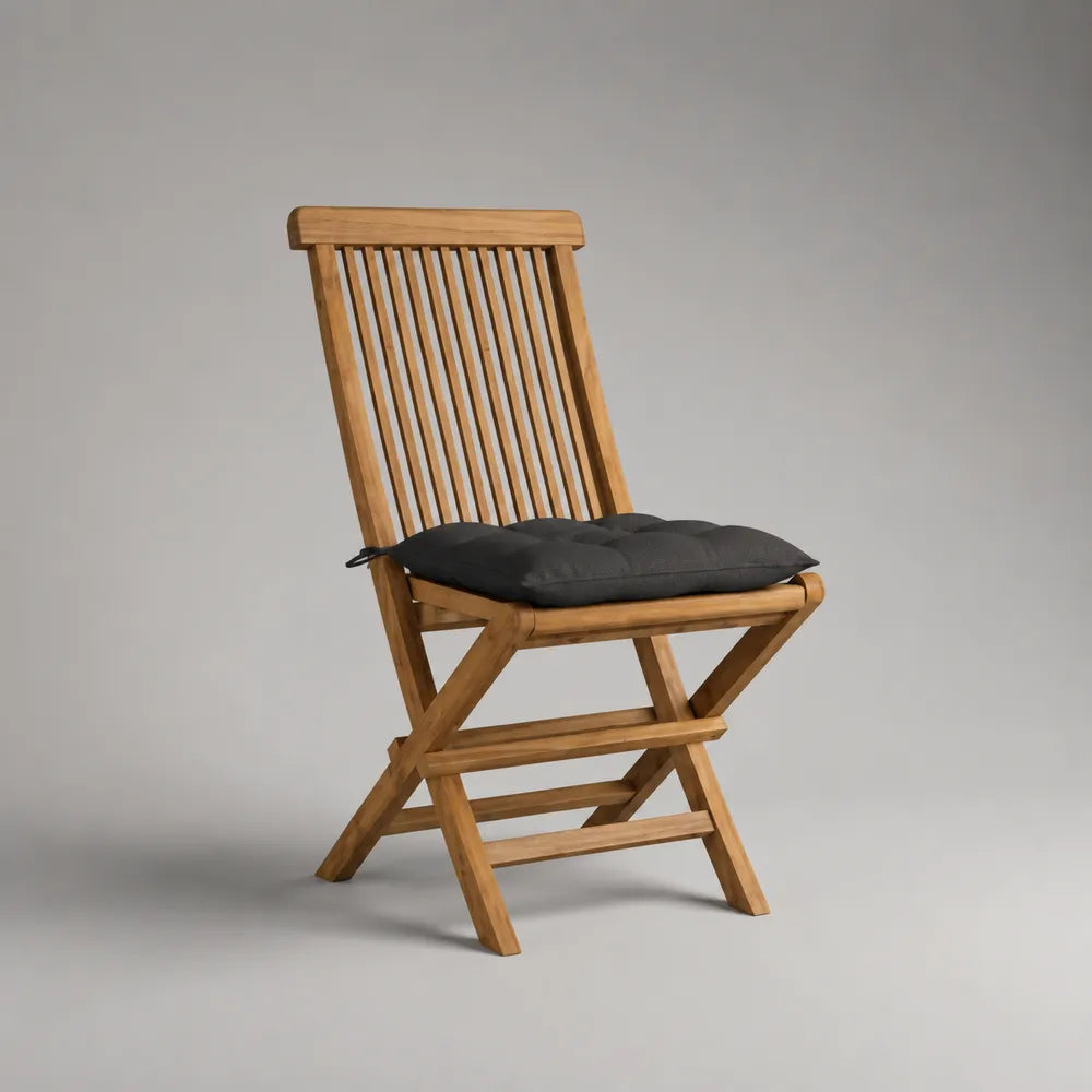 Sedia da giardino pieghevole in legno di acacia con cuscino imbottito grigio 55x60x95 cm