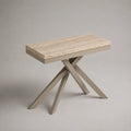 Consolle rettangolare con piano effetto pietra e struttura in acciaio beige 120x40x75 cm