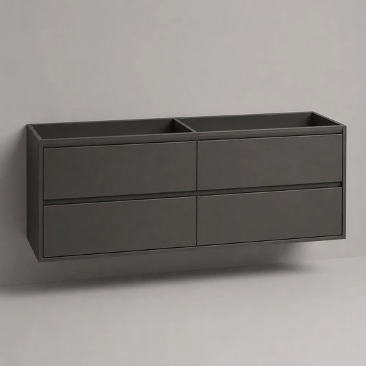 Mobile sottolavabo bagno sospeso in MDF grigio antracite con 4 cassetti 120x45x50 cm