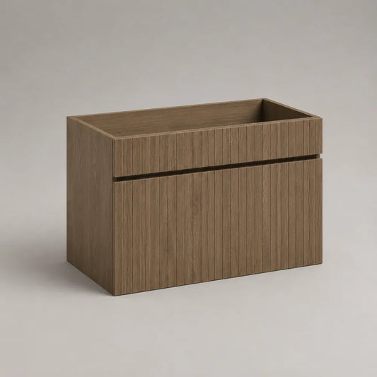 Mobile sottolavabo bagno in MDF effetto rovere con 2 ante scanalate rettangolare marrone 100x45x55 cm