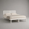 Letto matrimoniale in acciaio verniciato bianco con testiera a doghe 160 x 200 cm