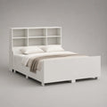 Letto matrimoniale con testiera libreria in MDF bianco 160 x 200 cm